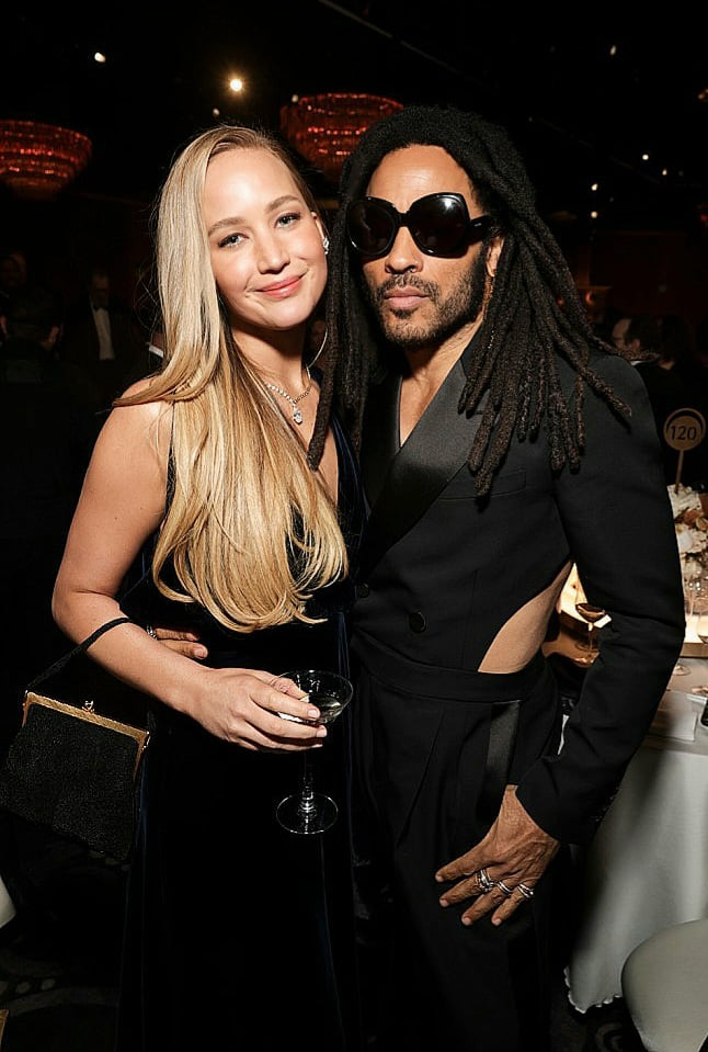 Jennifer Lawrence and Lenny Kravitz